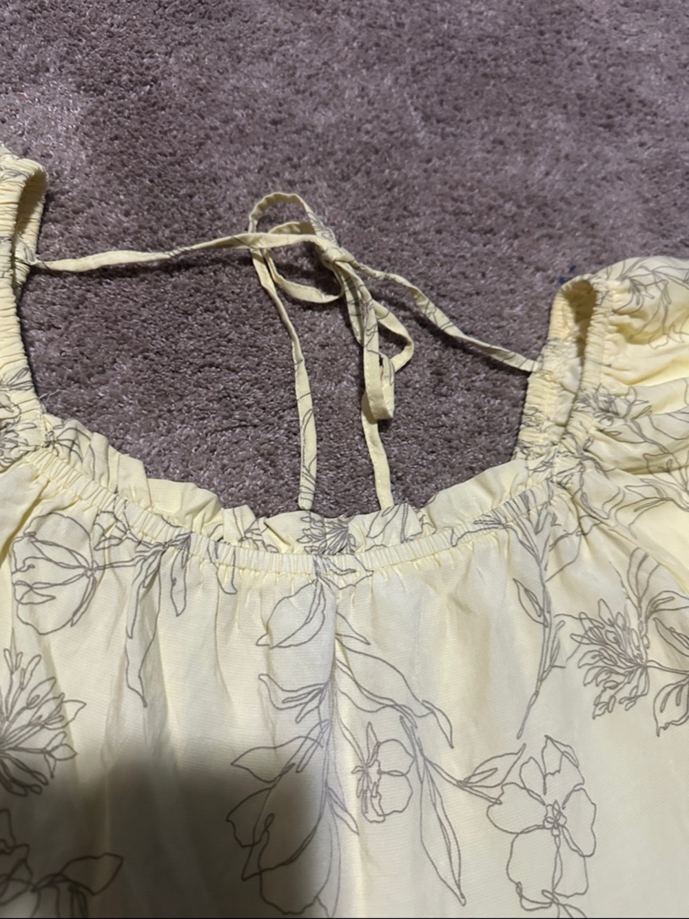Yellow Floral Puff-Sleeve Peasant Top - Picture 6 of 9